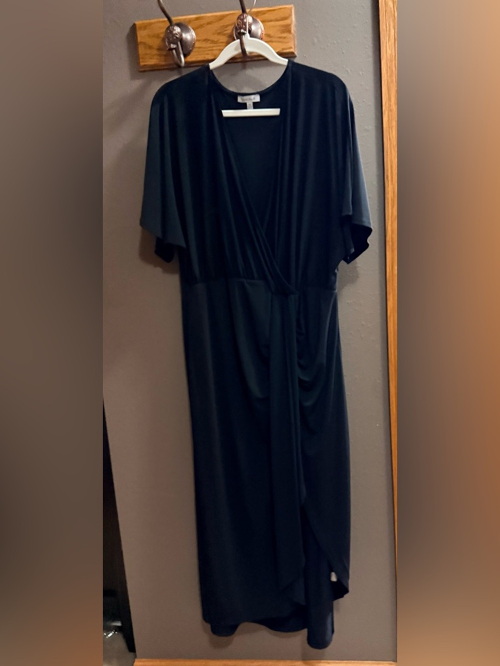 white birch Black Midi Wrap Dress